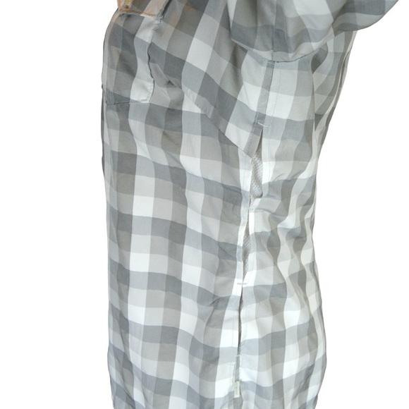 Eddie Bauer Nylon Blend Side Vent Roll Tab Sleeve Button Down Checkered Shirt - Picture 3 of 10
